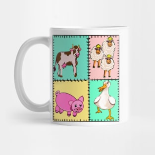 Old Macdonald had a farm patchwork quilt..and on that farm he had a dog, cow, duck, sheep Mug